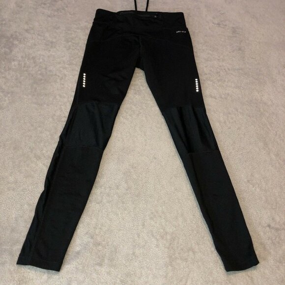 NIKE Dri-Fit Womens Black Running Pants Leggings Reflective Bars Sz Small - Picture 6 of 10